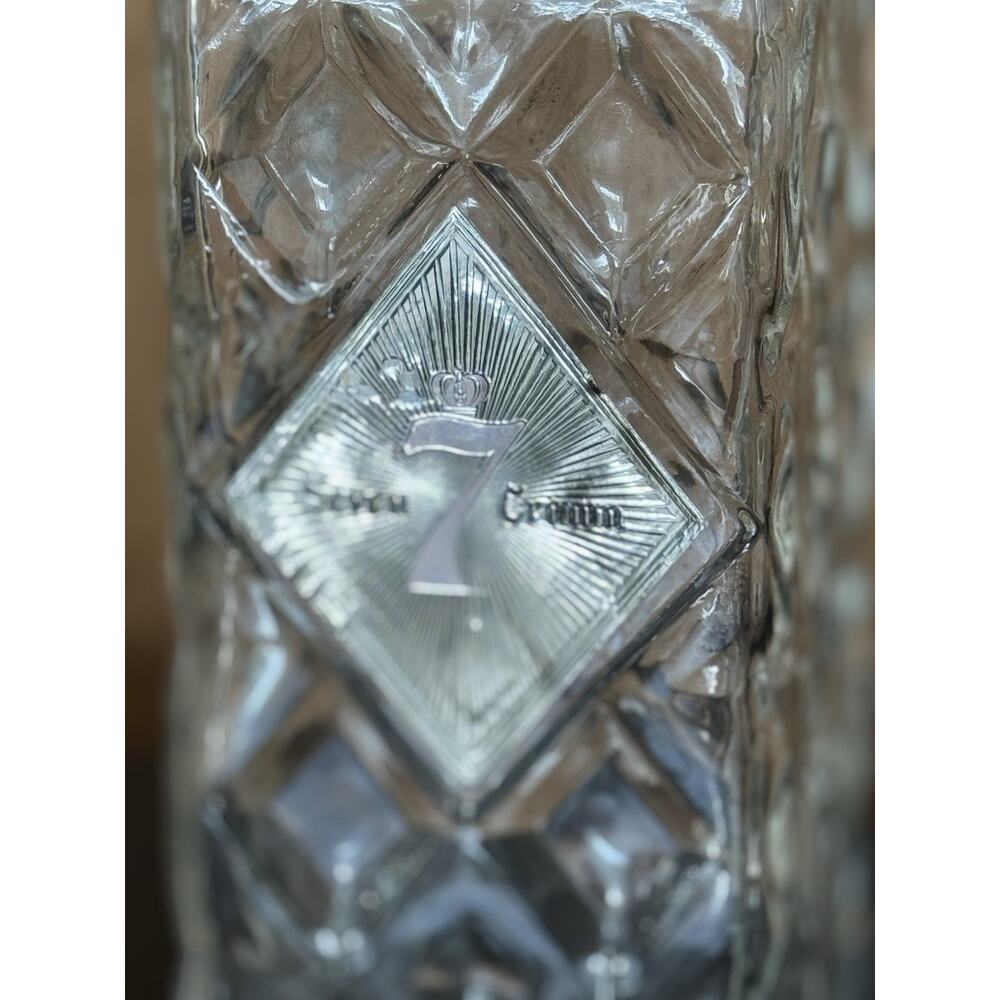 1960s MCM Seagram’s 7 Crown Whiskey Decanter Diamond Pattern Glass w/ Stopper - Picture 4 of 16